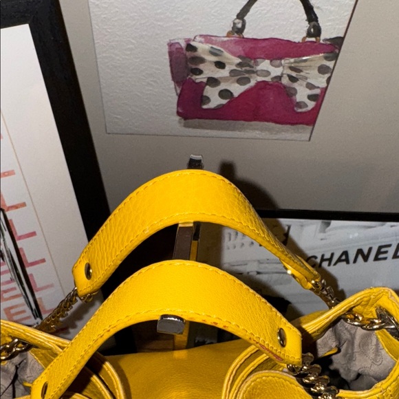 MICHAEL Michael Kors | Zinnia Maragold Yellow Pebbled Leather Satchel -EUC - Picture 12 of 16